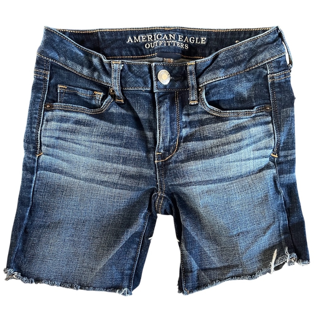 American Eagle Outfitters Skinny Kick Jean Shorts Cut Offs Size 4 Denim Blue